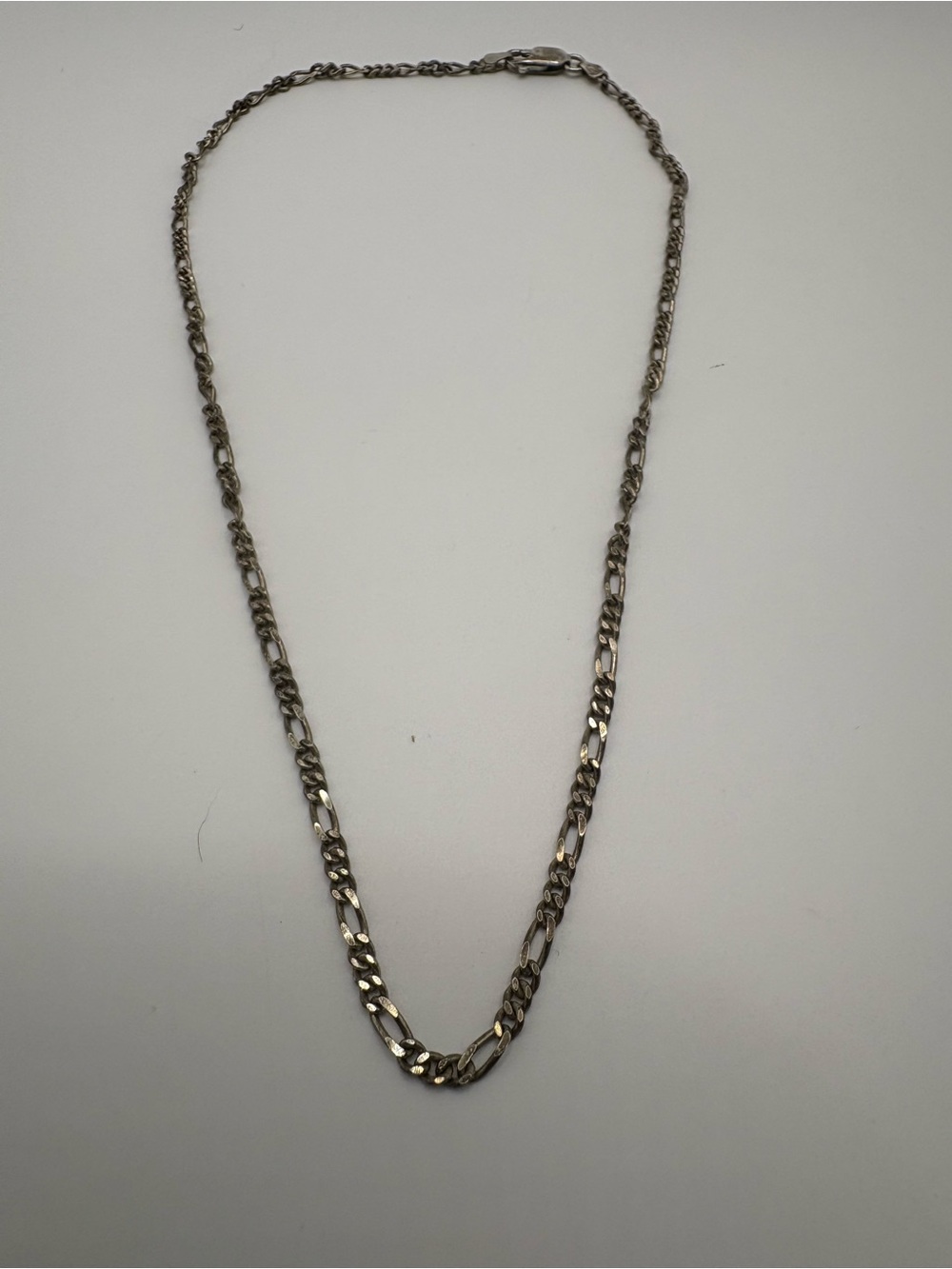 Vintage Sterling Silver 925 Figaro Chain Necklace 17" 8g